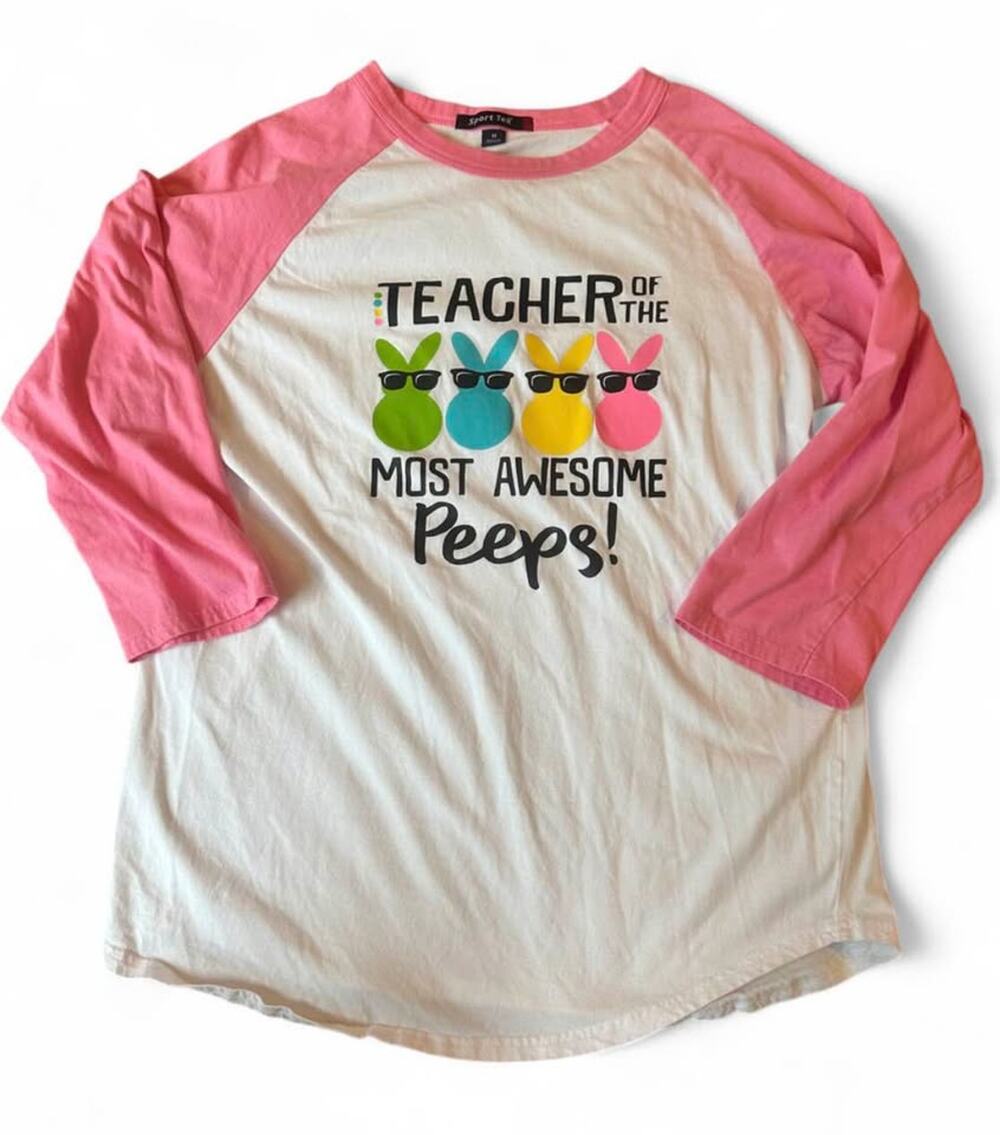 Sport-Tek Medium Teacher of the Most Awesome Peeps Raglan Tee